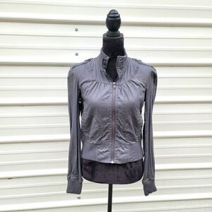 Miley Cyrus Max Azria Juniors Sz L Jacket Zip Lightweight Casual Gray Pockets